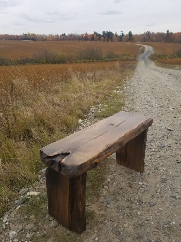 Banc avec patte en acier naturel