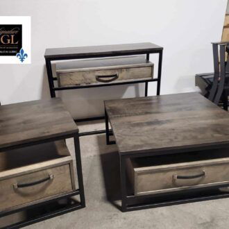 Ensemble tables de salon bois & acier