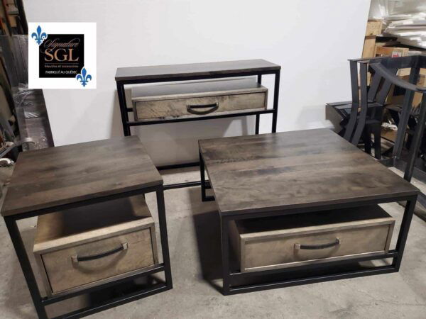 Ensemble tables de salon bois & acier