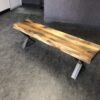 Banc avec patte en acier naturel