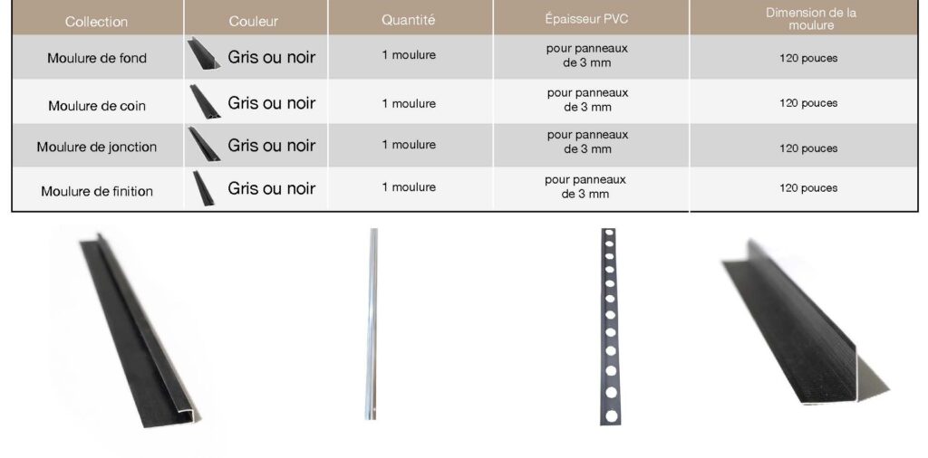 Moulures panneaux en polymère (PVC)